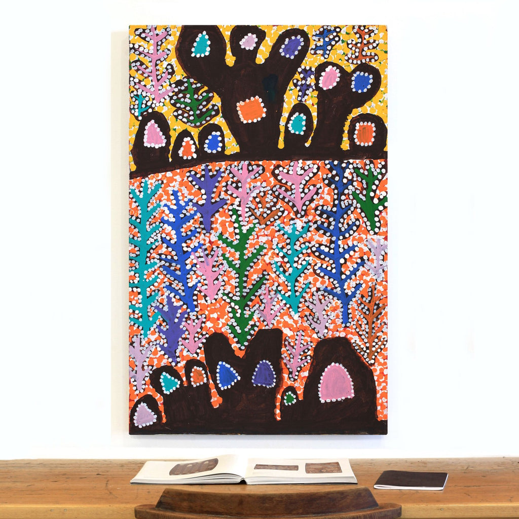 Aboriginal Artwork by Linda Ngitjanka, Puli at Alkipi, 112x71cm