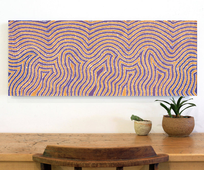 Aboriginal Artwork by Lisa Multa, Tali at Kungkayunti, 100x40cm