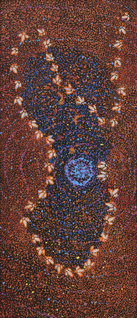 Aboriginal Artwork by Lloyd Jampijinpa Brown, Yankirri Jukurrpa (Emu Dreaming) - Ngarlikurlangu, 107x46cm