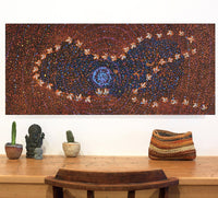 Aboriginal Artwork by Lloyd Jampijinpa Brown, Yankirri Jukurrpa (Emu Dreaming) - Ngarlikurlangu, 107x46cm