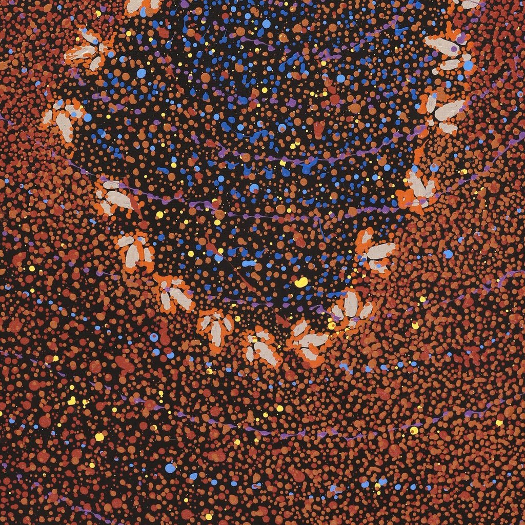 Aboriginal Art by Lloyd Jampijinpa Brown, Yankirri Jukurrpa (Emu Dreaming) - Ngarlikurlangu, 107x46cm - ART ARK®