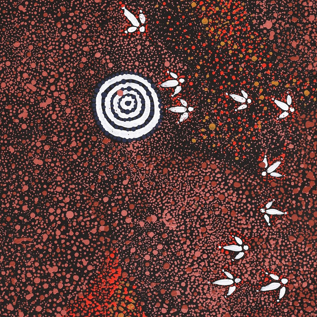 Aboriginal Art by Lloyd Jampijinpa Brown, Yankirri Jukurrpa (Emu Dreaming) - Ngarlikurlangu, 122x46cm - ART ARK®