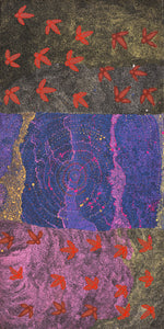 Aboriginal Art by Lloyd Jampijinpa Brown, Yankirri Jukurrpa (Emu Dreaming) - Ngarlikurlangu, 122x61cm - ART ARK®