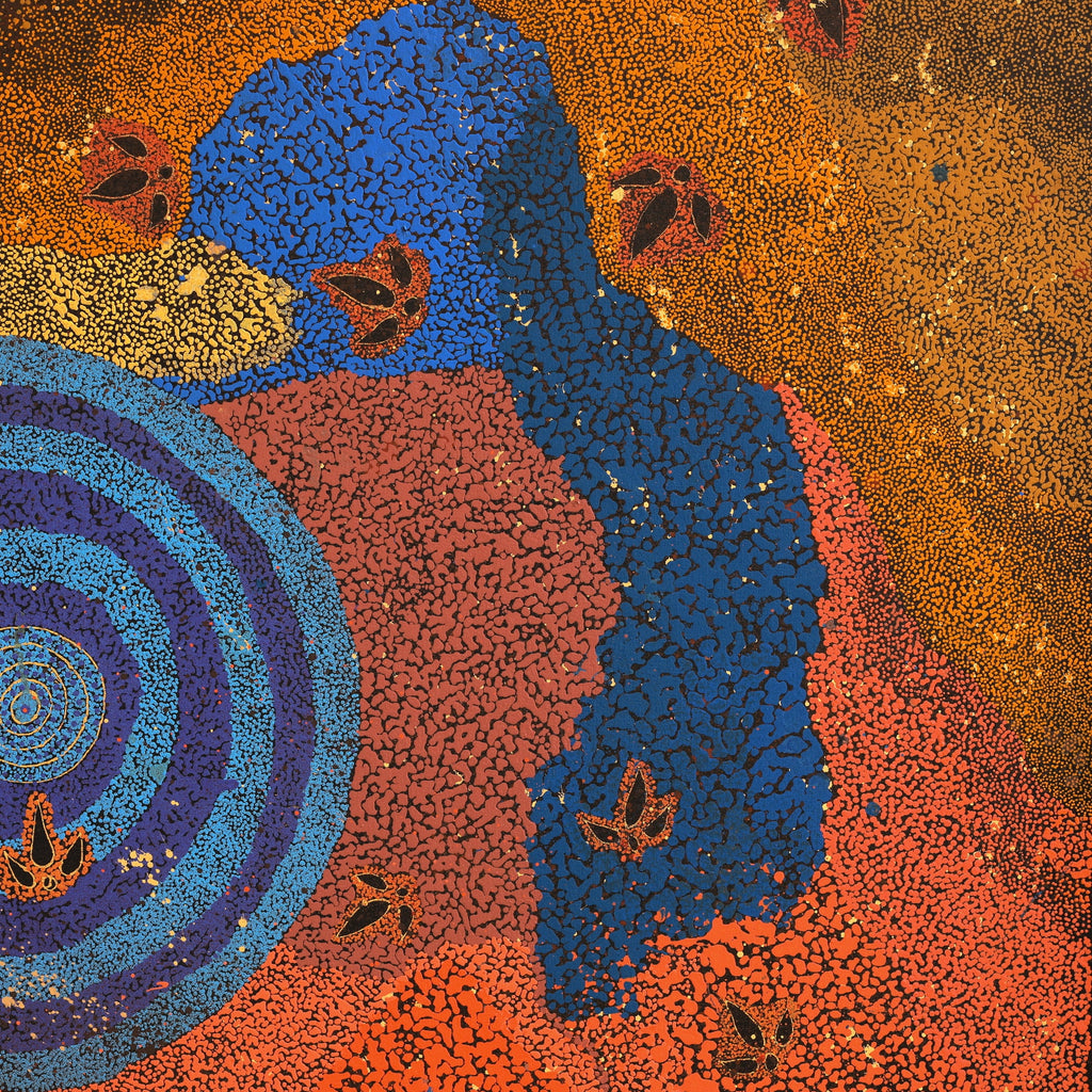 Aboriginal Artwork by Lloyd Jampijinpa Brown, Yankirri Jukurrpa (Emu Dreaming) - Ngarlikurlangu, 152x152cm