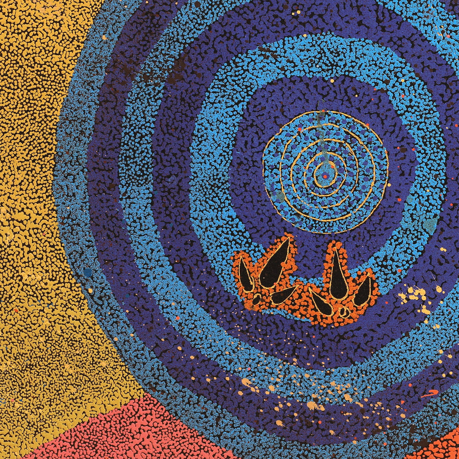 Aboriginal Artwork by Lloyd Jampijinpa Brown, Yankirri Jukurrpa (Emu Dreaming) - Ngarlikurlangu, 152x152cm