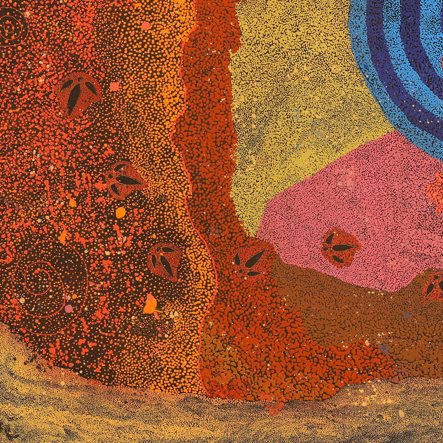 Aboriginal Artwork by Lloyd Jampijinpa Brown, Yankirri Jukurrpa (Emu Dreaming) - Ngarlikurlangu, 152x152cm