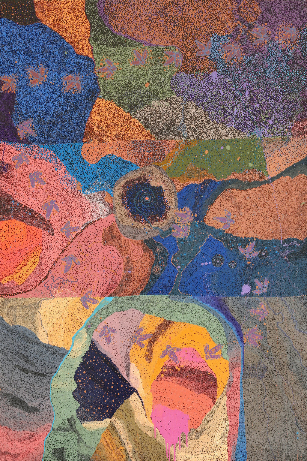 Aboriginal Artwork by Lloyd Jampijinpa Brown, Yankirri Jukurrpa (Emu Dreaming) - Ngarlikurlangu, 183x122cm