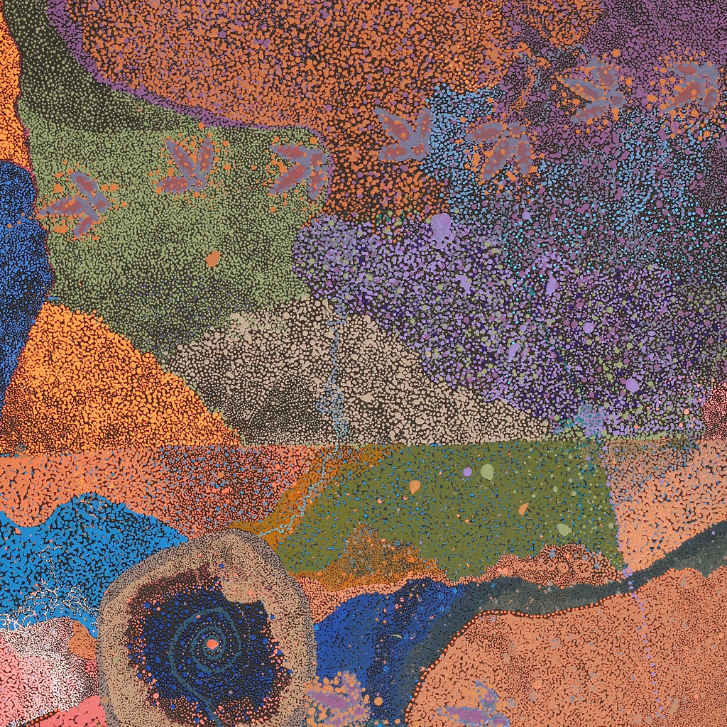Aboriginal Artwork by Lloyd Jampijinpa Brown, Yankirri Jukurrpa (Emu Dreaming) - Ngarlikurlangu, 183x122cm