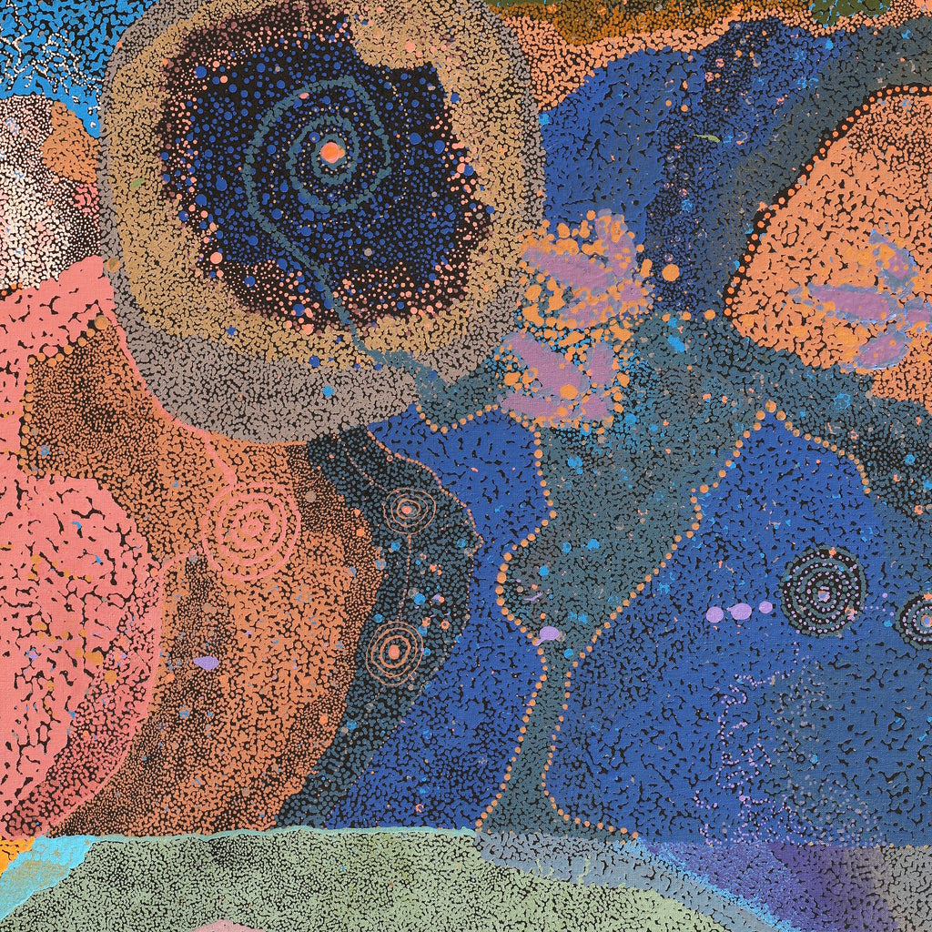 Aboriginal Artwork by Lloyd Jampijinpa Brown, Yankirri Jukurrpa (Emu Dreaming) - Ngarlikurlangu, 183x122cm