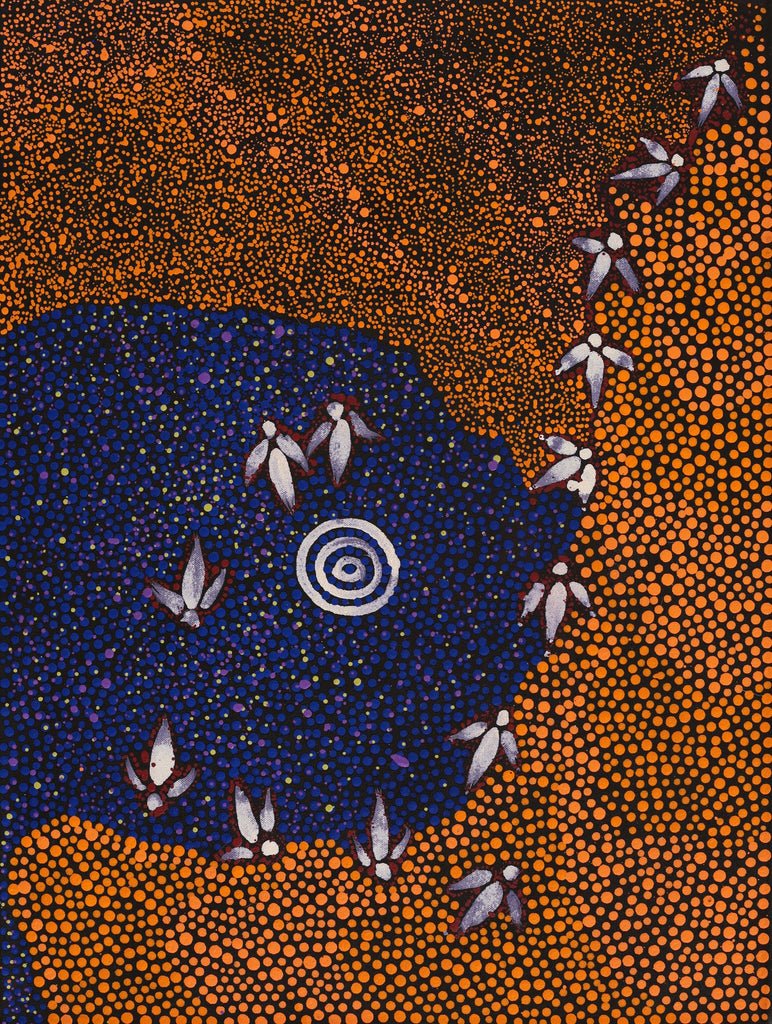 Aboriginal Artwork by Lloyd Jampijinpa Brown, Yankirri Jukurrpa (Emu Dreaming) - Ngarlikurlangu, 61x46cm
