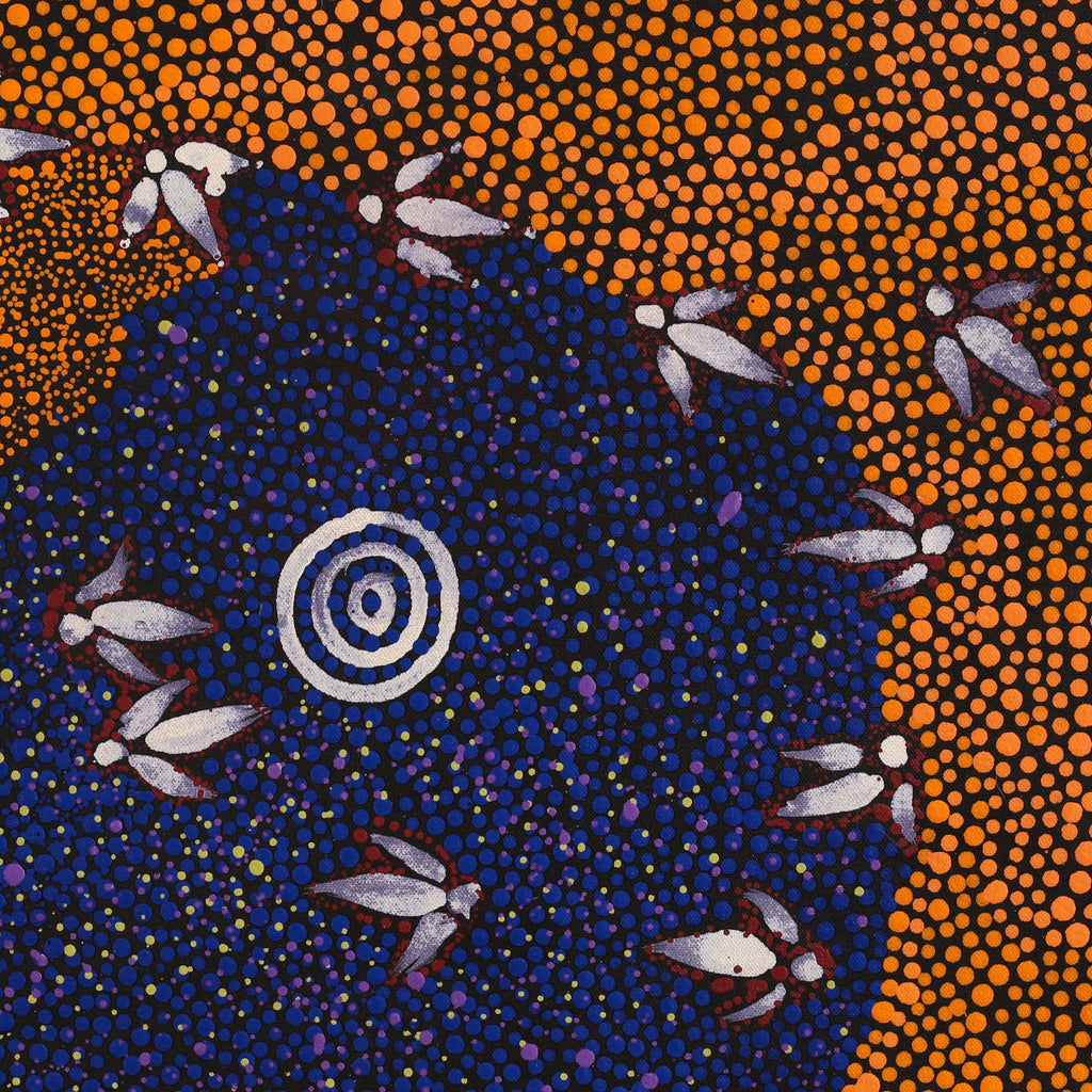 Aboriginal Artwork by Lloyd Jampijinpa Brown, Yankirri Jukurrpa (Emu Dreaming) - Ngarlikurlangu, 61x46cm
