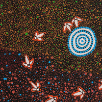 Aboriginal Artwork by Lloyd Jampijinpa Brown, Yankirri Jukurrpa (Emu Dreaming) - Ngarlikurlangu, 76x46cm