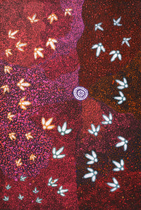 Aboriginal Artwork by Lloyd Jampijinpa Brown, Yankirri Jukurrpa (Emu Dreaming) - Ngarlikurlangu, 91x61cm