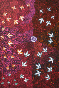 Aboriginal Art by Lloyd Jampijinpa Brown, Yankirri Jukurrpa (Emu Dreaming) - Ngarlikurlangu, 91x61cm - ART ARK®