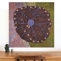 Aboriginal Artwork by Lloyd Jampijinpa Brown, Yankirri Jukurrpa (Emu Dreaming) - Ngarlikurlangu, 91x91cm