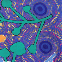 Aboriginal Artwork by Loretta Penhall, Bush flowers and seeds, 70x50cm