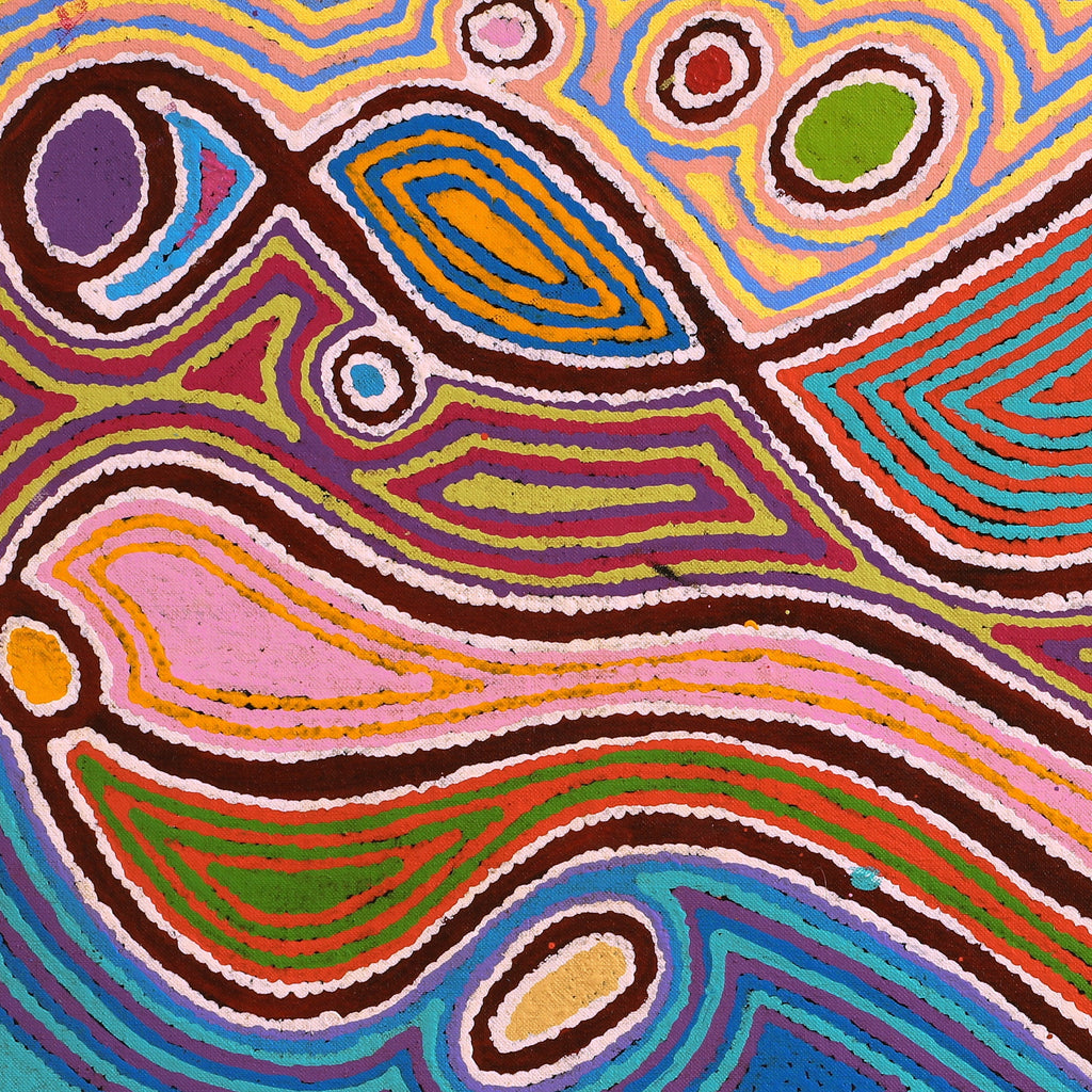 Aboriginal Artwork by Louise Napangardi Watson, Mina Mina Jukurrpa, 76x46cm