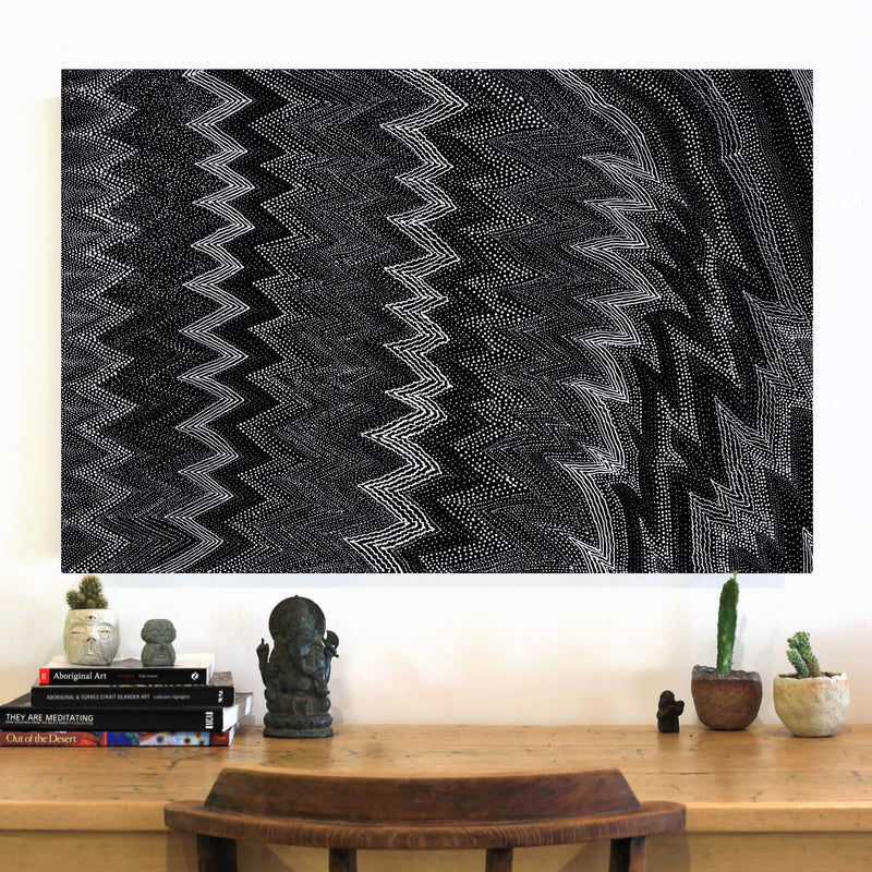 Aboriginal Artwork by Lyn Napangardi Ward, Ngapa Jukurrpa - Pirlinyarnu, 91x61cm