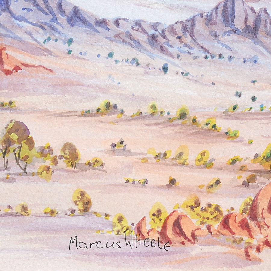 Aboriginal Artwork by Marcus Wheeler, Tjoritja, 39.5x27cm