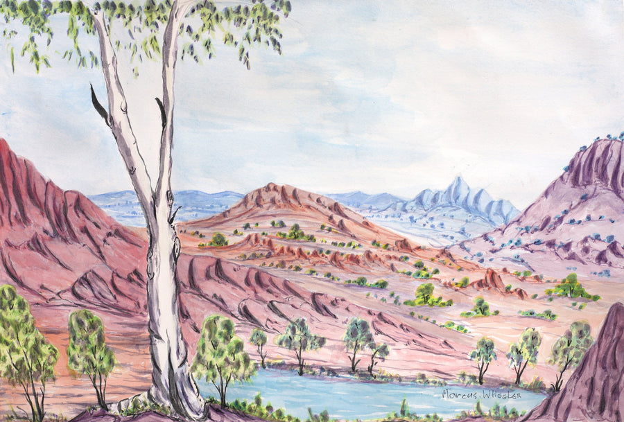 Aboriginal Artwork by Marcus Wheeler, Tjoritja, 51x34.5cm