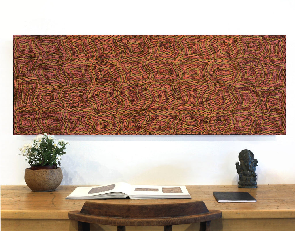 Aboriginal Art by Margaret Donegan, Kungkarangkalpa (Seven Sisters Story), 122x45cm - ART ARK®