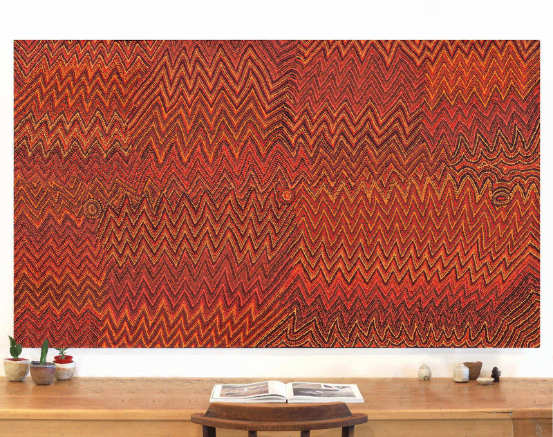 Aboriginal Artwork by Margaret Napangardi Lewis, Mina Mina Dreaming - Ngalyipi, 183x107cm