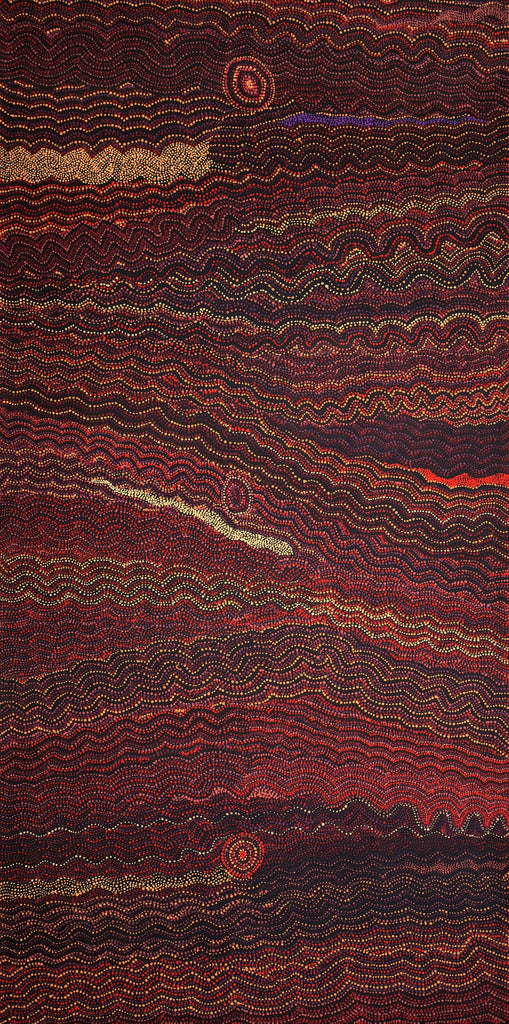 Aboriginal Artwork by Margaret Napangardi Lewis, Mina Mina Dreaming - Ngalyipi, 183x91cm