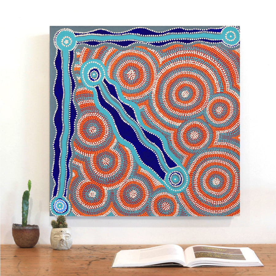 Aboriginal Artwork by Margy Williams-Cooper, Minyma Kutjara - Two Sisters, 60x60cm