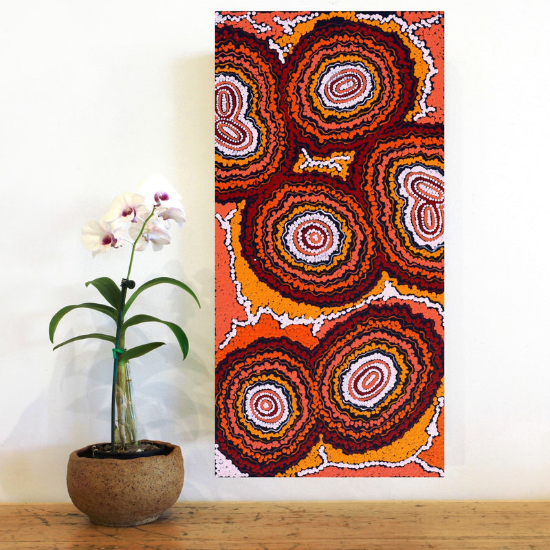 Aboriginal Artwork by Maria Nampijinpa Brown, Pamapardu Jukurrpa (Flying Ant Dreaming) - Warntungurru, 61x30cm