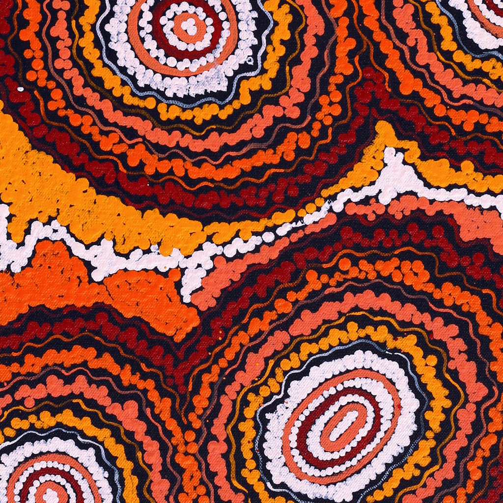 Aboriginal Artwork by Maria Nampijinpa Brown, Pamapardu Jukurrpa (Flying Ant Dreaming) - Warntungurru, 61x30cm - ART ARK®