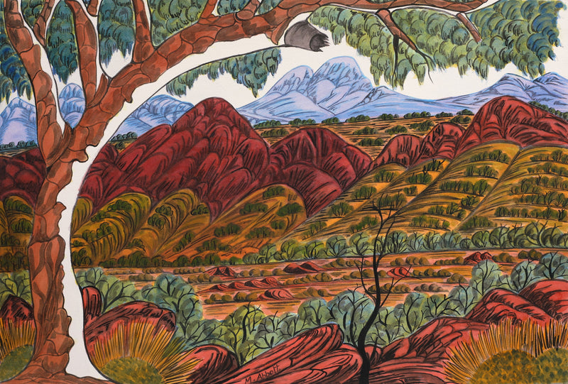 Aboriginal Artwork by Marie Abbott, Finke Gorge National Park, 54x36.5cm