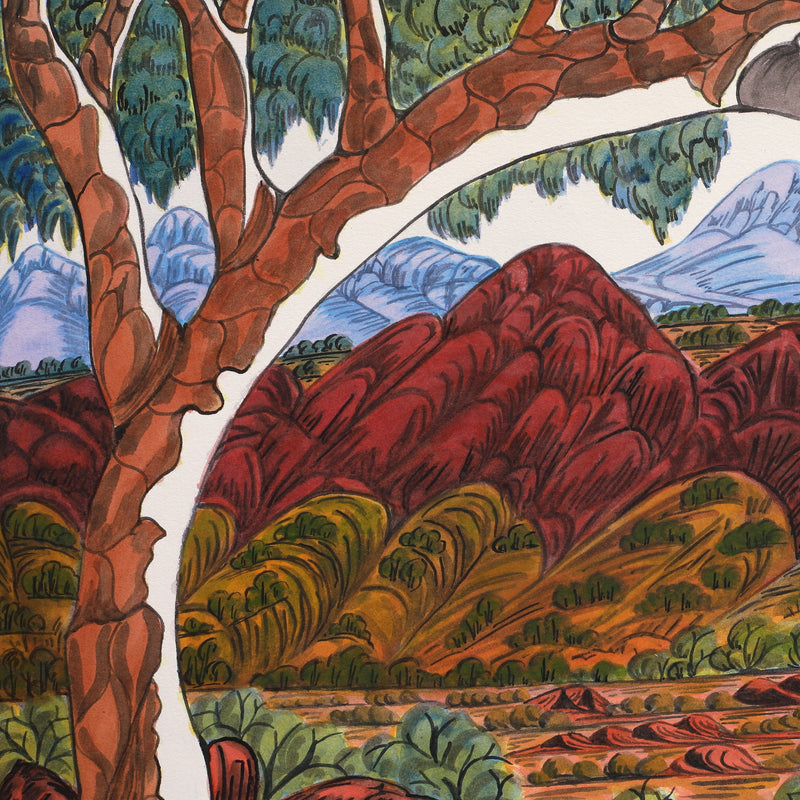 Aboriginal Artwork by Marie Abbott, Finke Gorge National Park, 54x36.5cm
