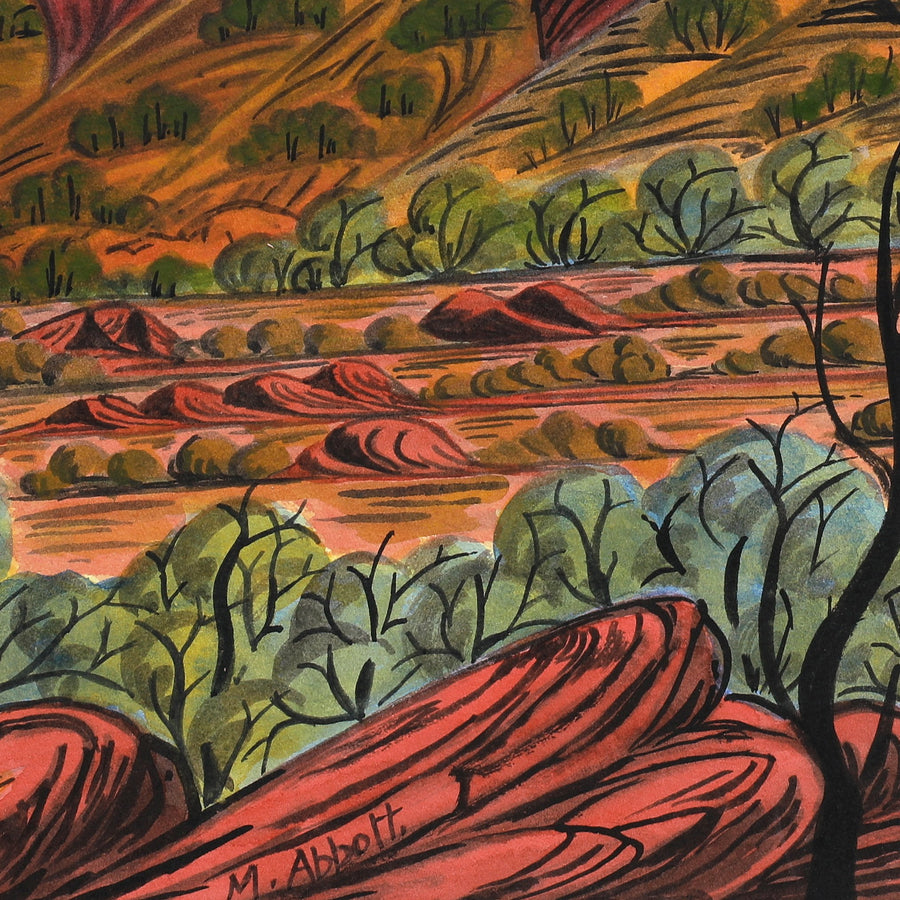 Aboriginal Artwork by Marie Abbott, Finke Gorge National Park, 54x36.5cm
