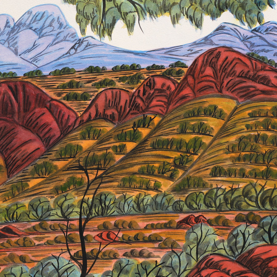 Aboriginal Artwork by Marie Abbott, Finke Gorge National Park, 54x36.5cm