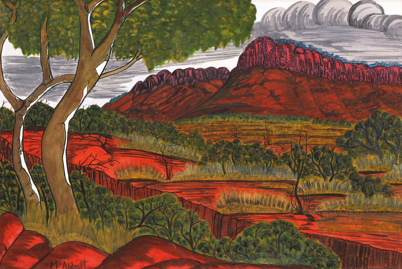 Aboriginal Artwork by Marie Abbott, Haasts Bluff, 53x35.5cm