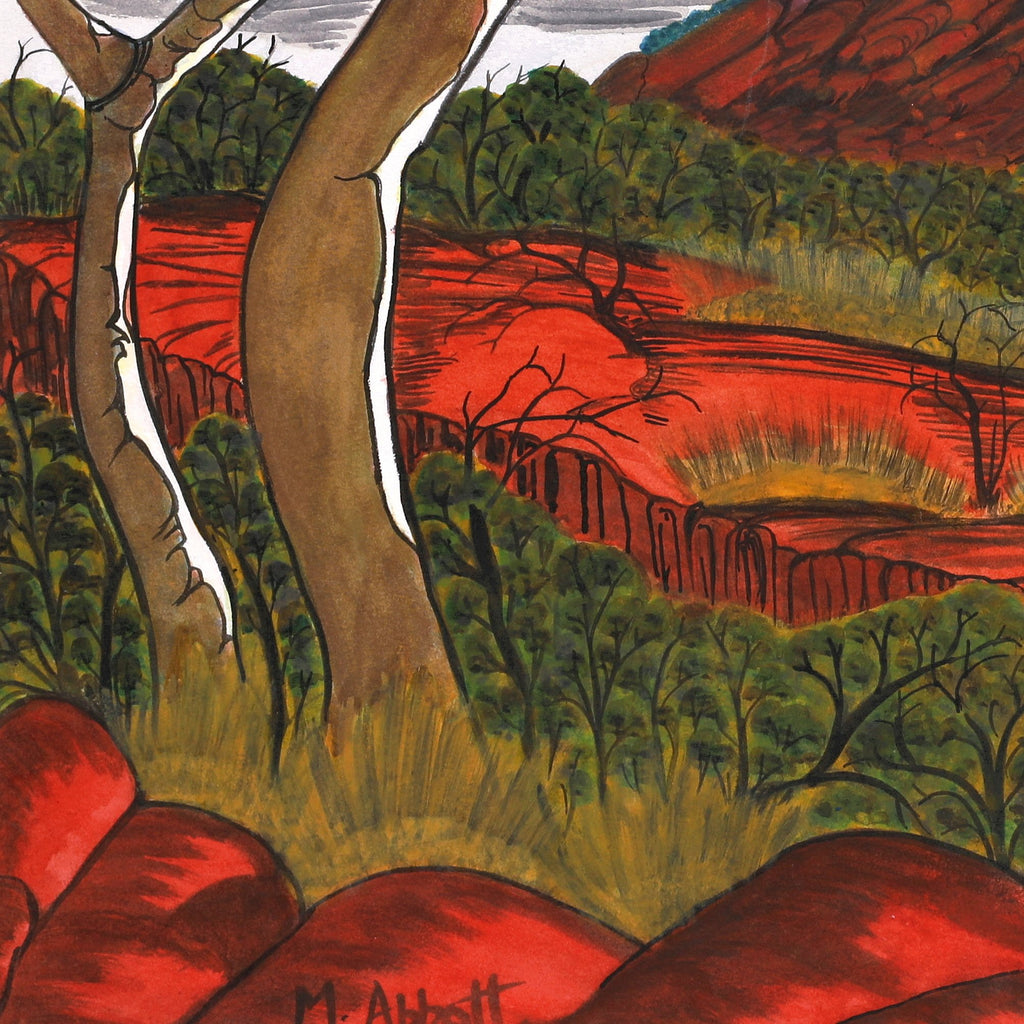 Aboriginal Artwork by Marie Abbott, Haasts Bluff, 53x35.5cm