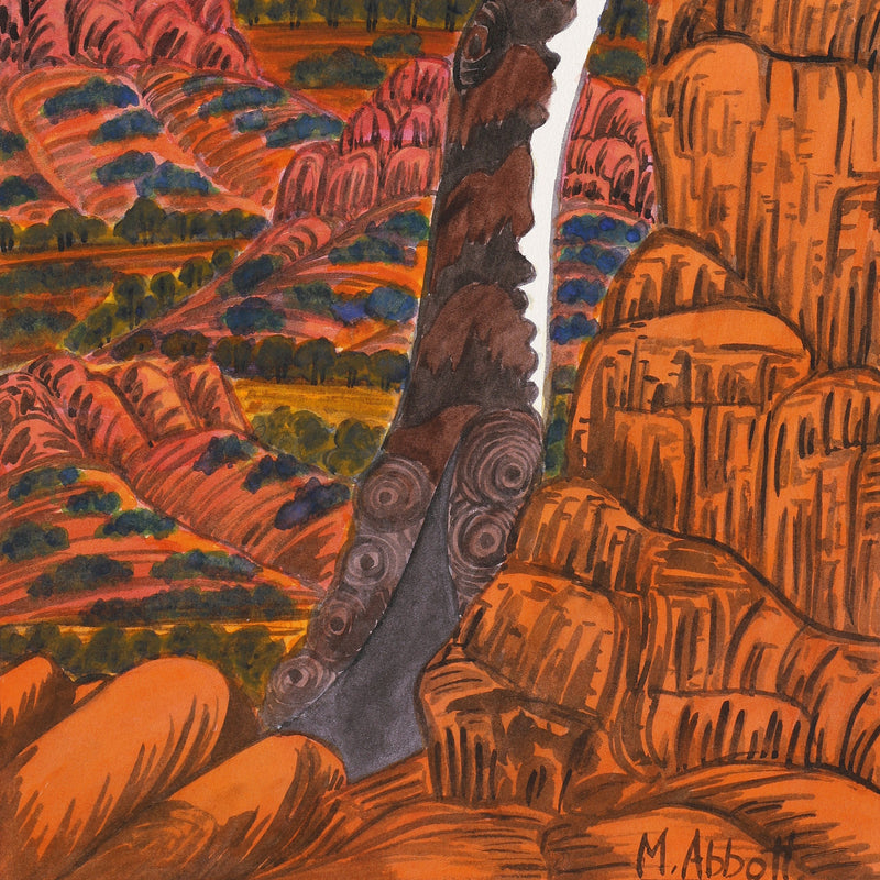 Aboriginal Artwork by Marie Abbott, James Ranges, 54x24cm
