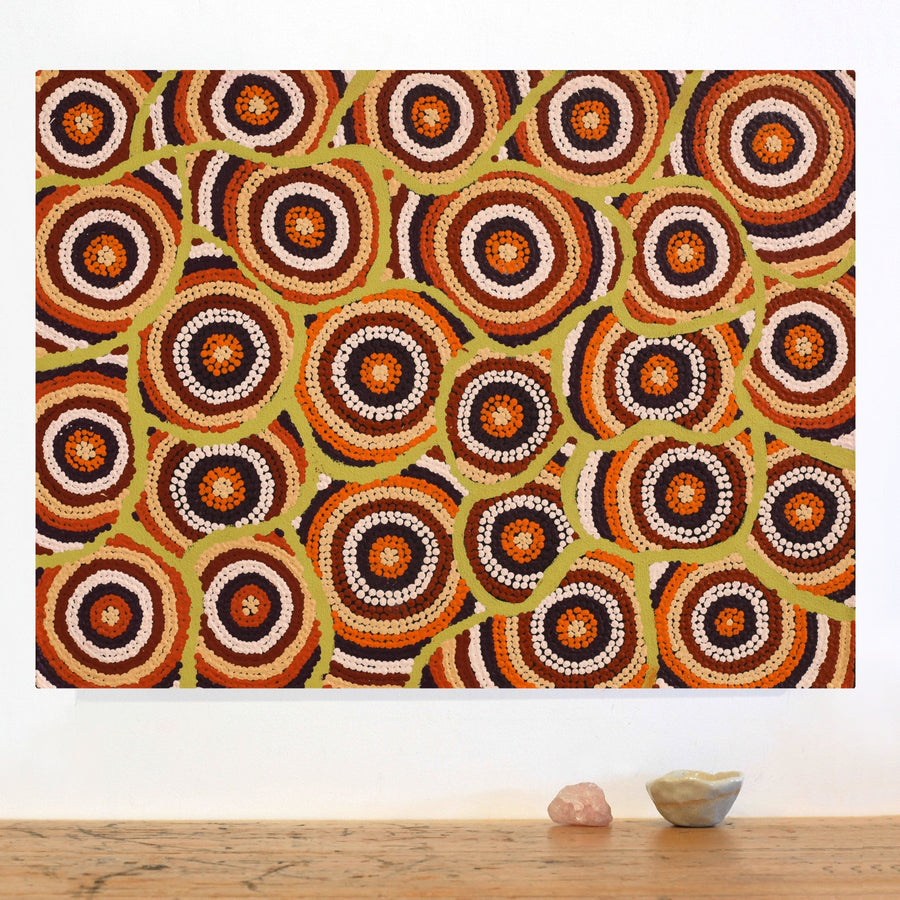 Aboriginal Artwork by Marita Napanangka Marshall, Yuparli Jukurrpa (Bush Banana Dreaming), 61x46cm