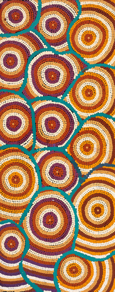 Aboriginal Art by Marita Napanangka Marshall, Yuparli Jukurrpa (Bush Banana Dreaming), 76x30cm - ART ARK®