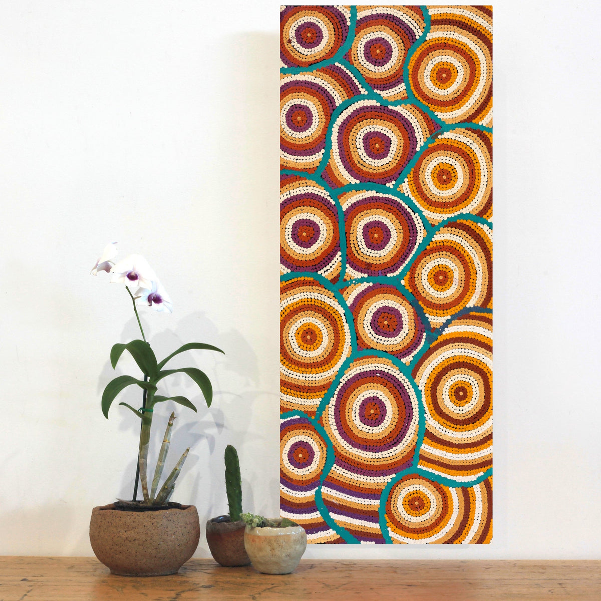 Aboriginal Art by Marita Napanangka Marshall, Yuparli Jukurrpa (Bush Banana Dreaming), 76x30cm - ART ARK®