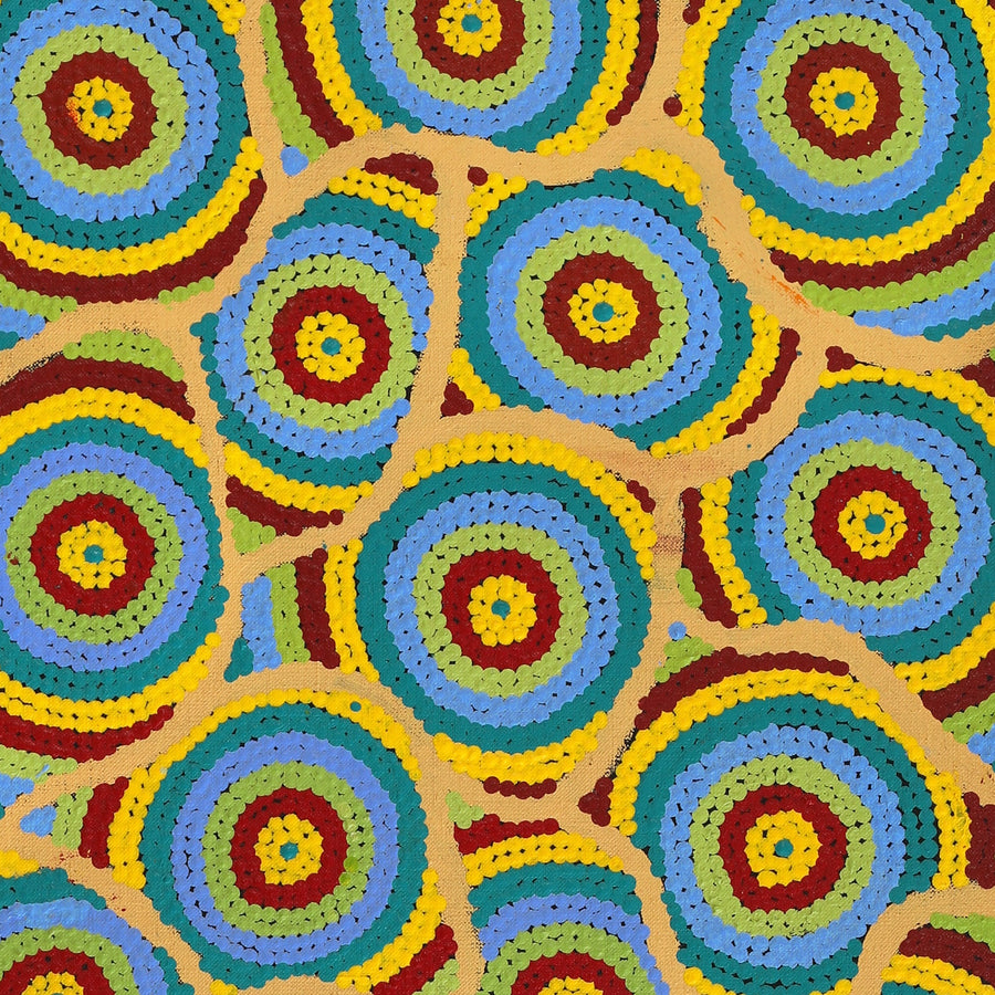 Aboriginal Artwork by Marita Napanangka Marshall, Yuparli Jukurrpa (Bush Banana Dreaming), 91x30cm