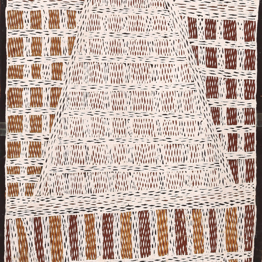 Aboriginal Artwork by Marrnyula Munuŋgurr Watjumi, Ganybu, 75x37cm Bark - ART ARK®
