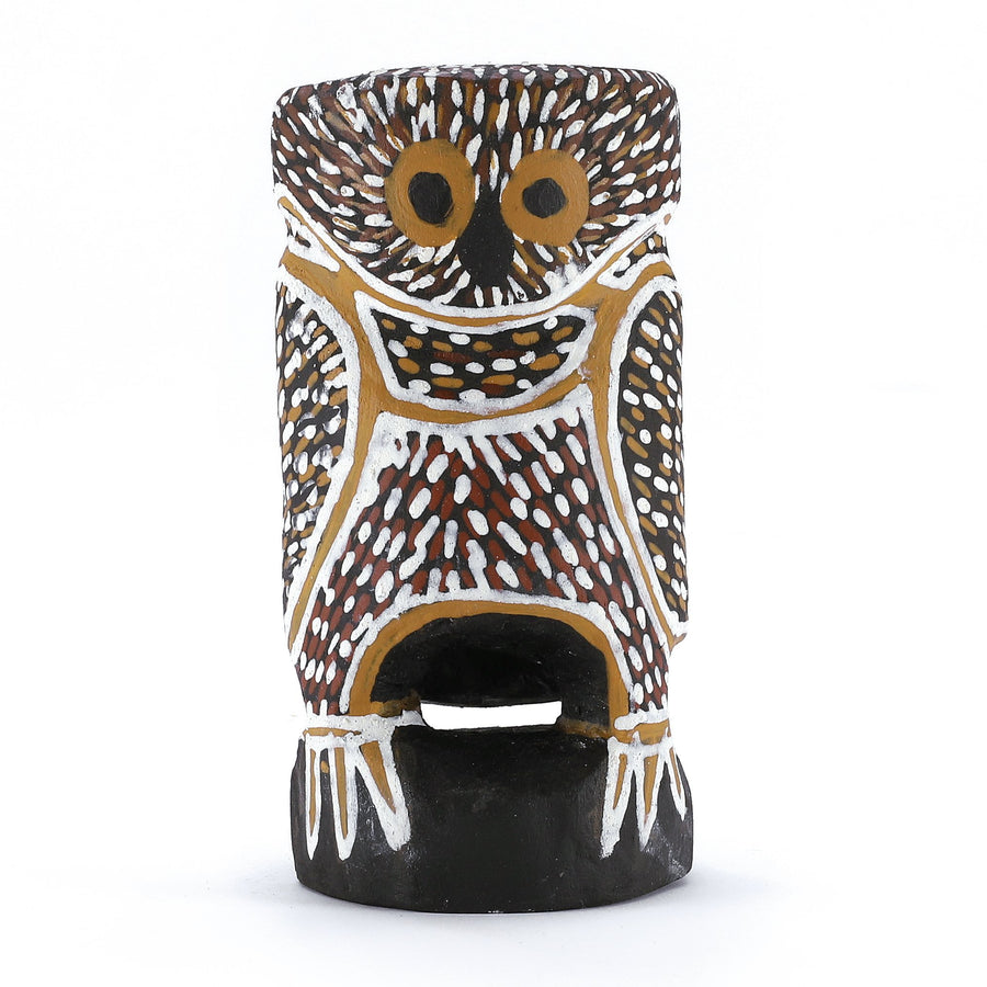 Aboriginal Artwork by Mavis Warrngilnga Ganambarr, Worrwurr (Owl) Sculpture 14cm