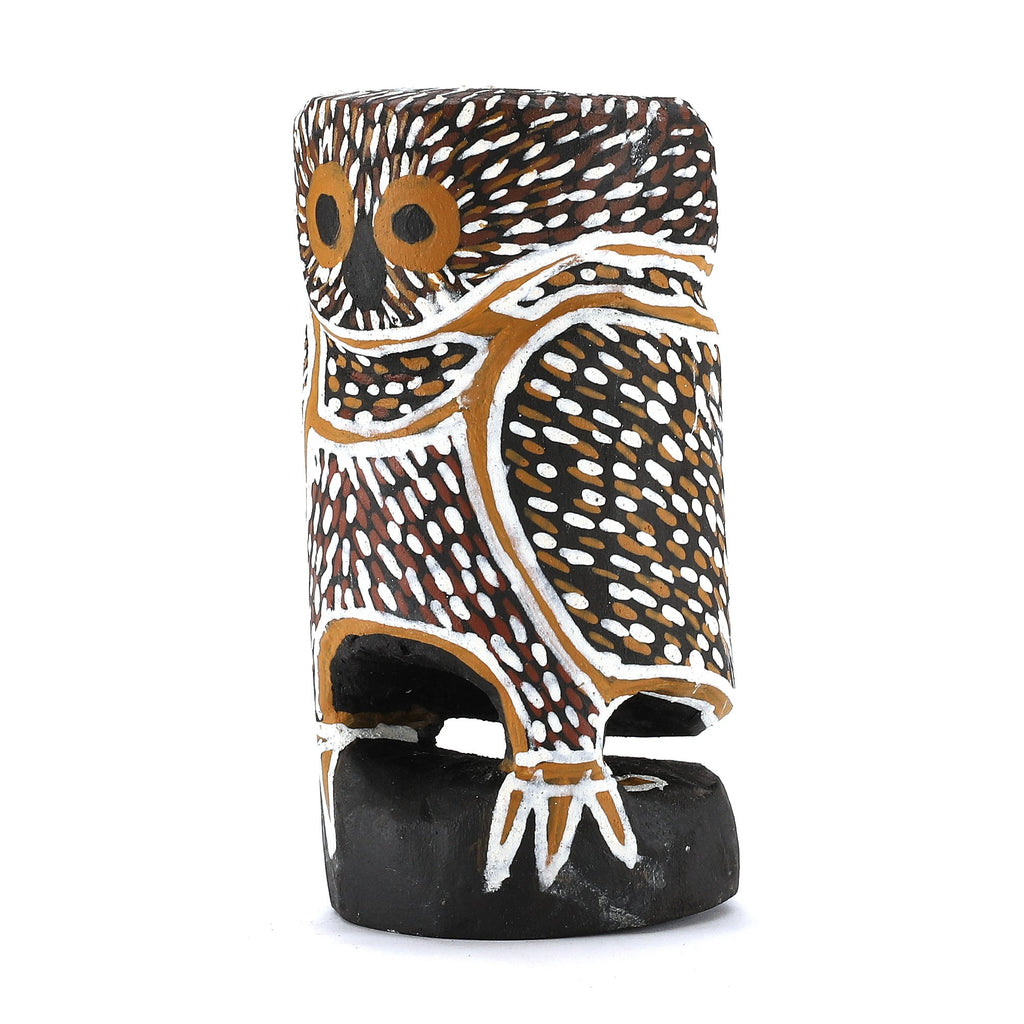 Aboriginal Artwork by Mavis Warrngilnga Ganambarr, Worrwurr (Owl) Sculpture 14cm