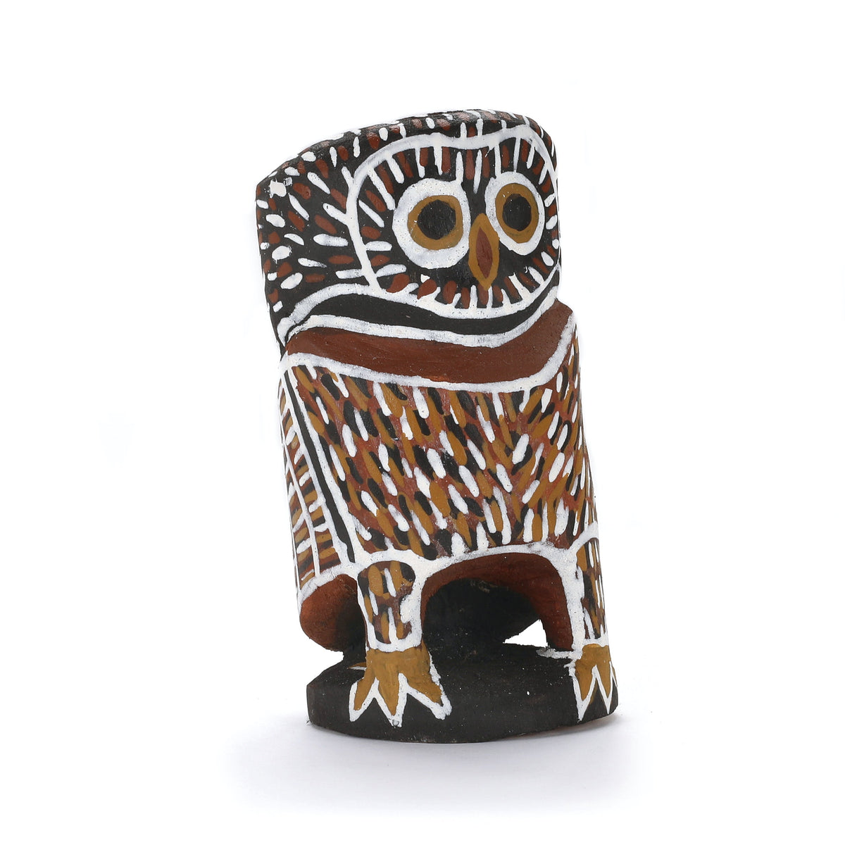 Aboriginal Art by Mavis Warrngilnga Ganambarr, Worrwurr (Owl) Sculpture 14cm - ART ARK®