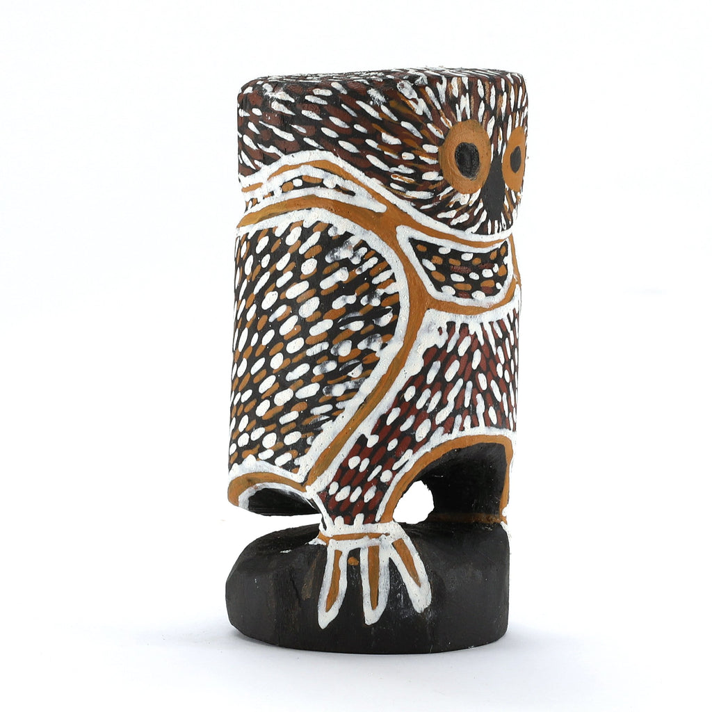 Aboriginal Art by Mavis Warrngilnga Ganambarr, Worrwurr (Owl) Sculpture 14cm - ART ARK®