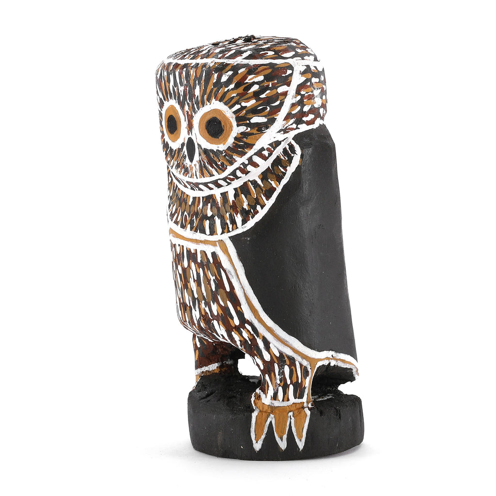 Aboriginal Artwork by Mavis Warrngilnga Ganambarr, Worrwurr (Owl) Sculpture 16.5cm