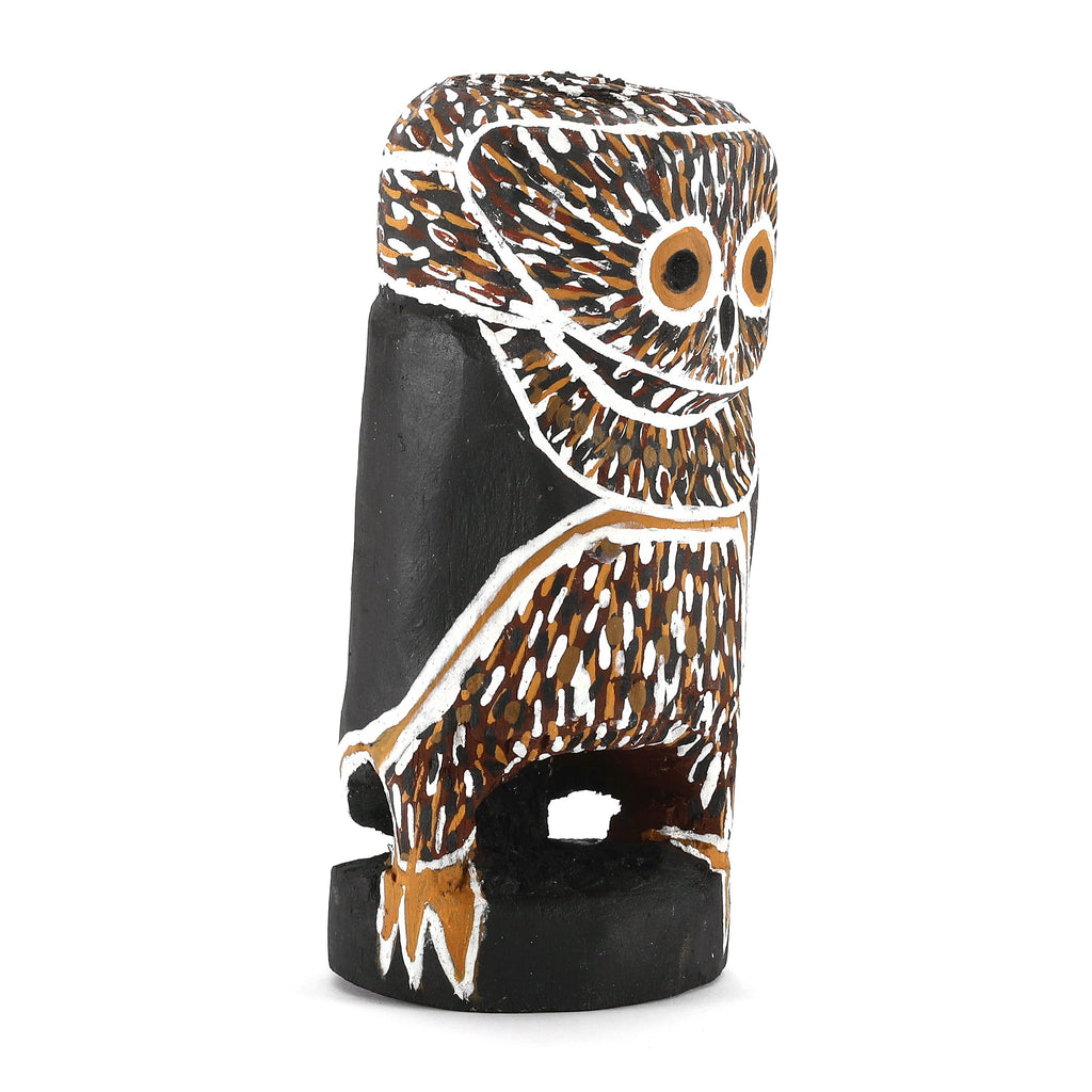 Aboriginal Artwork by Mavis Warrngilnga Ganambarr, Worrwurr (Owl) Sculpture 16.5cm