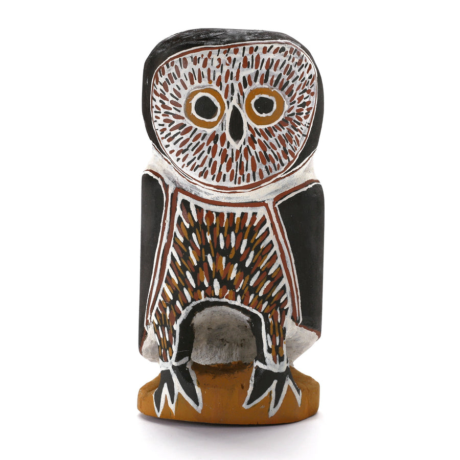 Aboriginal Artwork by Mavis Warrngilnga Ganambarr, Worrwurr (Owl) Sculpture 19cm