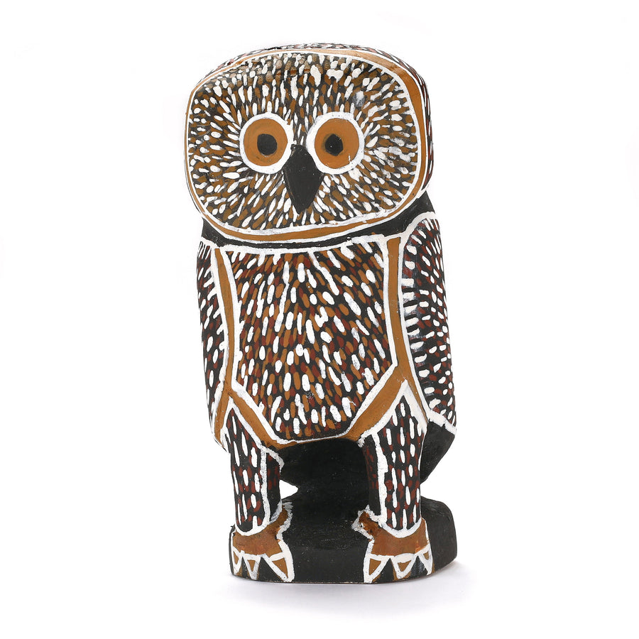 Aboriginal Artwork by Mavis Warrngilnga Ganambarr, Worrwurr (Owl) Sculpture 19cm